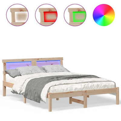 Berkfield with LED Strip Lights Brown 120 x 190 cm Solid pine wood
