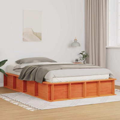 Berkfield with Storage Wax brown 140 x 190 cm Solid wood