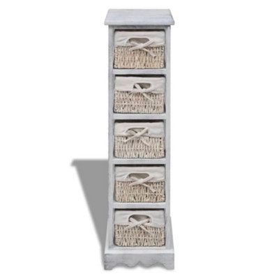 Berkfield Wooden Storage Rack 5 Weaving Baskets White