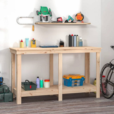 Berkfield Work Bench 140x50x80 cm Solid Wood Pine