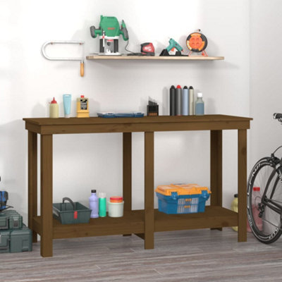 Berkfield Work Bench Honey Brown 140x50x80 cm Solid Wood Pine