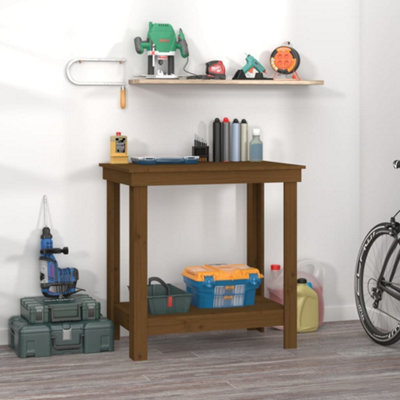 Berkfield Work Bench Honey Brown 80x50x80 cm Solid Wood Pine