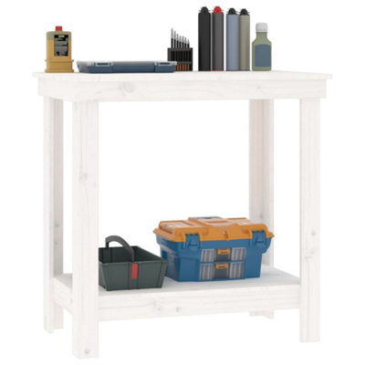 Berkfield Work Bench White 80x50x80 cm Solid Wood Pine