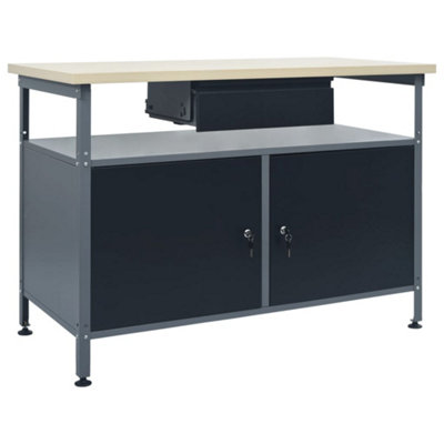 Berkfield Workbench Black 120x60x85 cm Steel