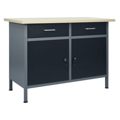 Berkfield Workbench Black 120x60x85 cm Steel