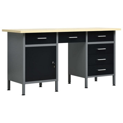 Berkfield Workbench Black 160x60x85 cm Steel