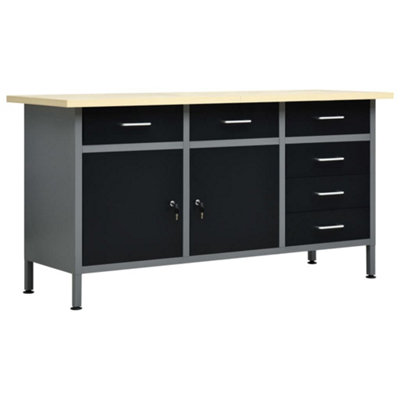 Berkfield Workbench Black 160x60x85 cm Steel