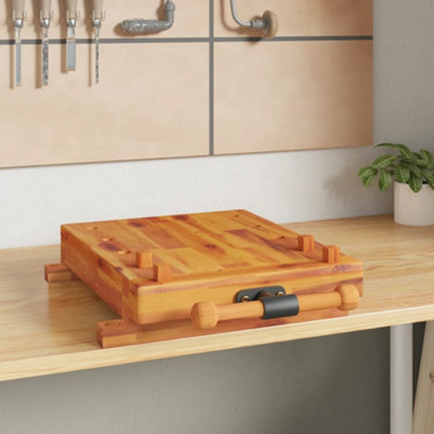 Berkfield Workbench Tabletop with Vice 52x44x9.5 cm Solid Wood Acacia