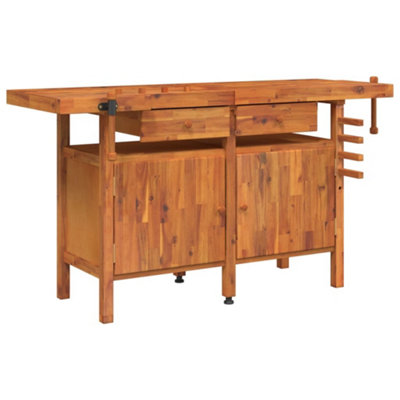 Berkfield Workbench with Drawers and Vices 162x62x83 cm Solid Wood Acacia