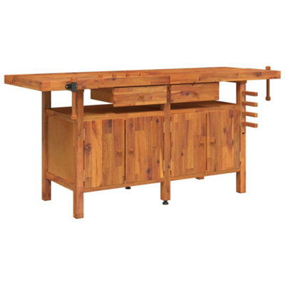 Berkfield Workbench with Drawers and Vices 192x62x83 cm Solid Wood Acacia