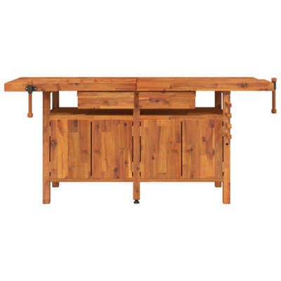 Berkfield Workbench with Drawers and Vices 192x62x83 cm Solid Wood Acacia
