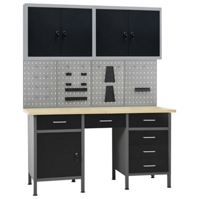 Berkfield Workbench with Four Wall Panels and Two Cabinets