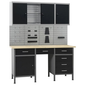 Berkfield Workbench with Four Wall Panels and Two Cabinets