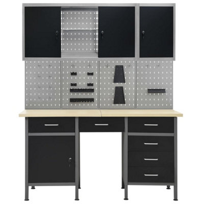 Berkfield Workbench with Four Wall Panels and Two Cabinets