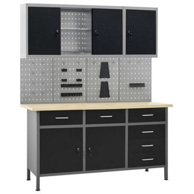 Berkfield Workbench with Four Wall Panels and Two Cabinets