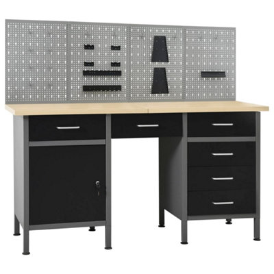 Berkfield Workbench with Four Wall Panels