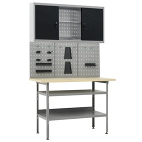 Berkfield Workbench with Three Wall Panels and One Cabinet