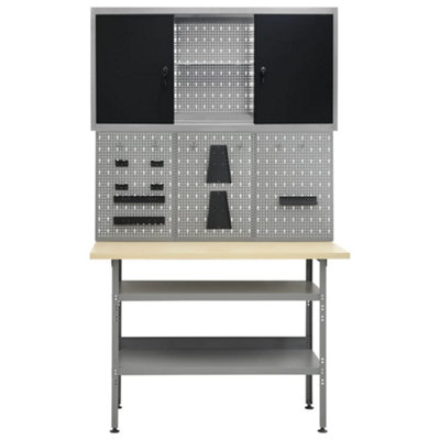 Berkfield Workbench with Three Wall Panels and One Cabinet