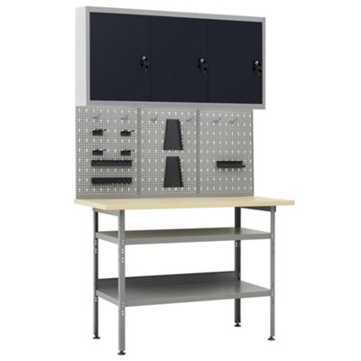 Berkfield Workbench with Three Wall Panels and One Cabinet