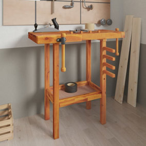 Berkfield Workbench with Vices 92x48x83 cm Solid Wood Acacia