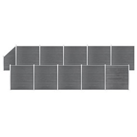 Berkfield WPC Fence Set 10 Square + 1 Slanted 1830x186 cm Grey
