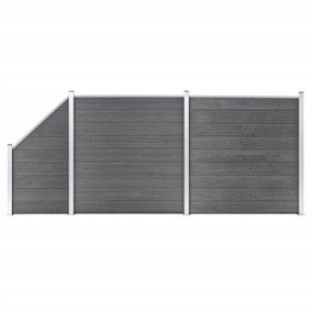 Berkfield WPC Fence Set 2 Square + 1 Slanted 446x186 cm Grey