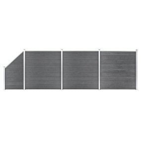 Berkfield WPC Fence Set 3 Square + 1 Slanted 619x186 cm Grey