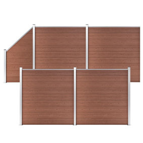 Berkfield WPC Fence Set 4 Square + 1 Slanted 792x186 cm Brown