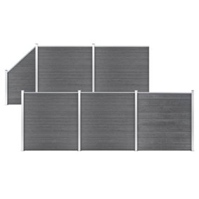 Berkfield WPC Fence Set 5 Square + 1 Slanted 965x186 cm Grey