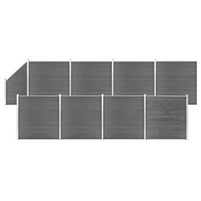 Berkfield WPC Fence Set 8 Square + 1 Slanted 1484x186 cm Grey