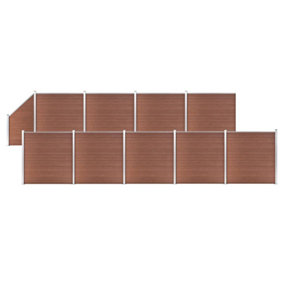 Berkfield WPC Fence Set 9 Square + 1 Slanted 1657x186 cm Brown