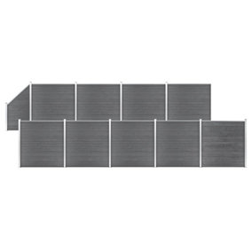 Berkfield WPC Fence Set 9 Square + 1 Slanted 1657x186 cm Grey