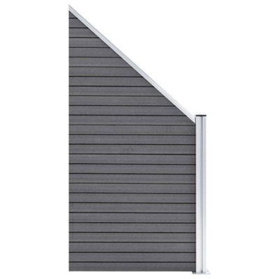 Berkfield WPC Fence Set 9 Square + 1 Slanted 1657x186 cm Grey