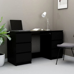 Berkfield Writing Desk Black 140x50x77 cm Engineered Wood