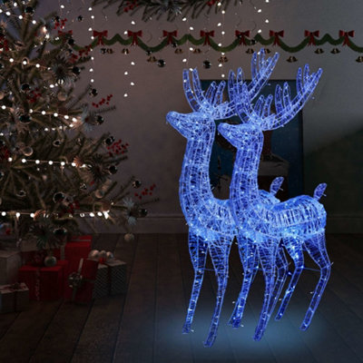 Berkfield XXL Acrylic Christmas Reindeers 250 LED 2 pcs 180 cm Blue Price Comparisons | Compare The Build
