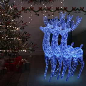 Berkfield XXL Acrylic Christmas Reindeers 250 LED 3 pcs 180 cm Blue