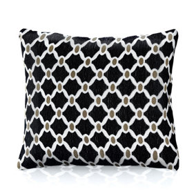 Berkley Luxury Geometric Chenille Cushion Black 55cm x 55cm