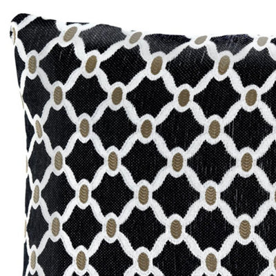 Berkley Luxury Geometric Chenille Cushion Black 55cm x 55cm