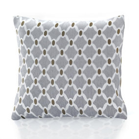 Berkley Luxury Geometric Chenille Cushion Silver 55cm x 55cm