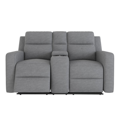 Berlin 2 Seater Fabric Manual Recliner Sofa W Drinks Console (Charcoal)