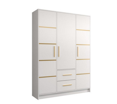 Berlin 3 Contemporary 3 Door Wardrobe 2 Drawers 8 Shelves 1 Rail in ...