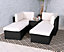 Berlin 4 Seater 5 Pc Multi Setting Relaxer Set - Synthetic Rattan - H50 x W71 x L40 cm - Black