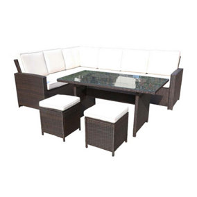 Berlin Eight Seater Conrner Dining Set in Brown