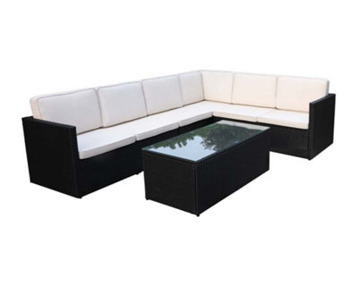 Berlin Six Seater Conrner Lounging Set in Black