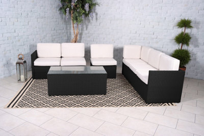 Berlin Six Seater Conrner Lounging Set in Black