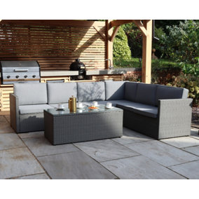 Berlin Six Seater Conrner Lounging Set in Grey