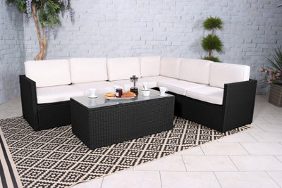 Berlin Six Seater Corner Lounging Set in Black