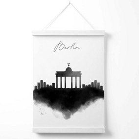 Berlin Watercolour Skyline City Poster with Hanger / 33cm / White