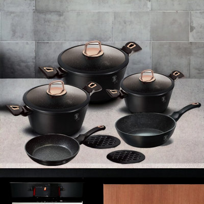 Berlinger Haus 10Pcs Black Rose Aluminium Non Stick Induction Pots & Pans Cookware Set