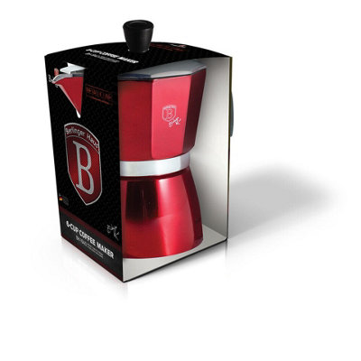 BERLINGER HAUS 16cm Height Burgundy Italian Espresso Coffee Maker Kitchen Pot